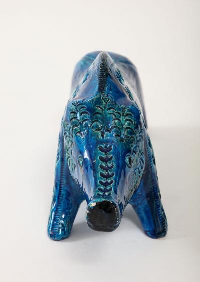 Ceramic Boar by Aldo Londi for Bitossi in Rimini blue Italy ca 1960