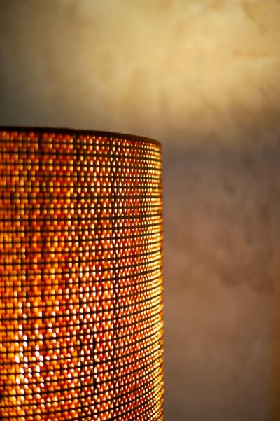 Ceramic Lamp with Raffia Lampshade