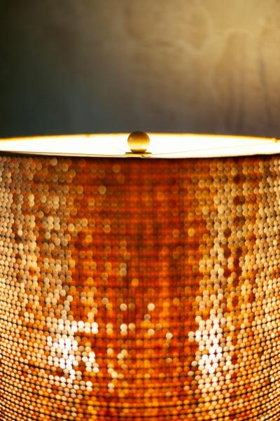 Ceramic Lamp with Raffia Lampshade