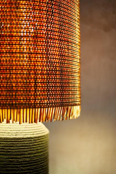 Ceramic Lamp with Raffia Lampshade