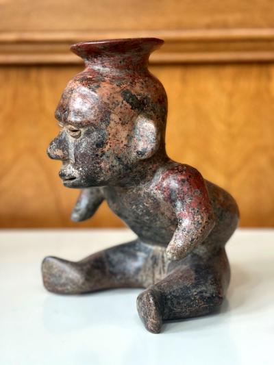 Ceramic Pre Columbian Colima Hunchback Figure Vessel