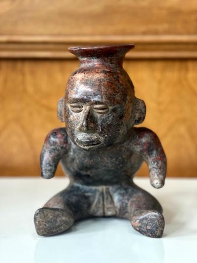 Ceramic Pre Columbian Colima Hunchback Figure Vessel