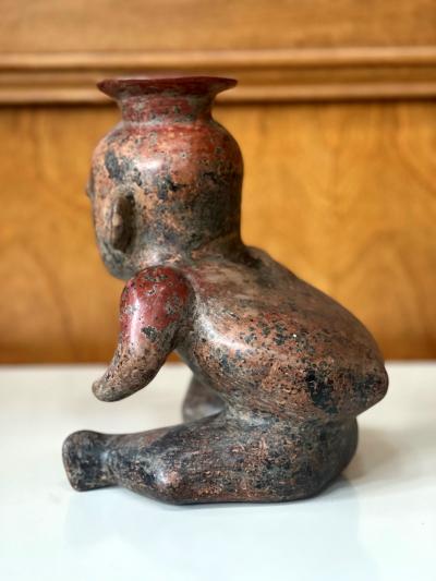 Ceramic Pre Columbian Colima Hunchback Figure Vessel