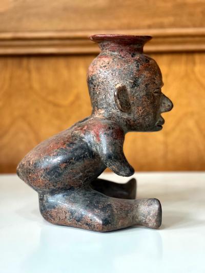 Ceramic Pre Columbian Colima Hunchback Figure Vessel