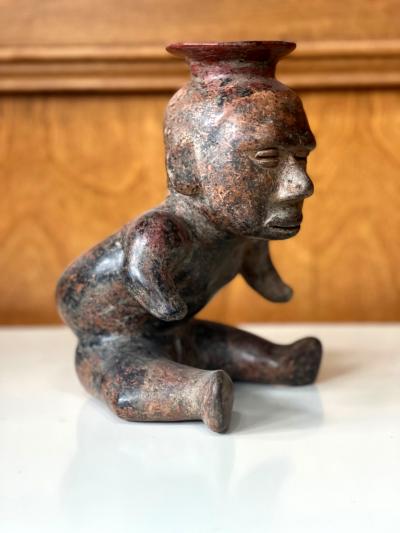 Ceramic Pre Columbian Colima Hunchback Figure Vessel