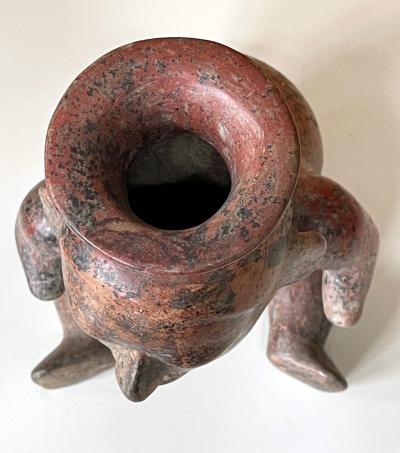 Ceramic Pre Columbian Colima Hunchback Figure Vessel