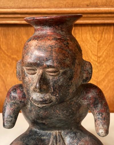 Ceramic Pre Columbian Colima Hunchback Figure Vessel
