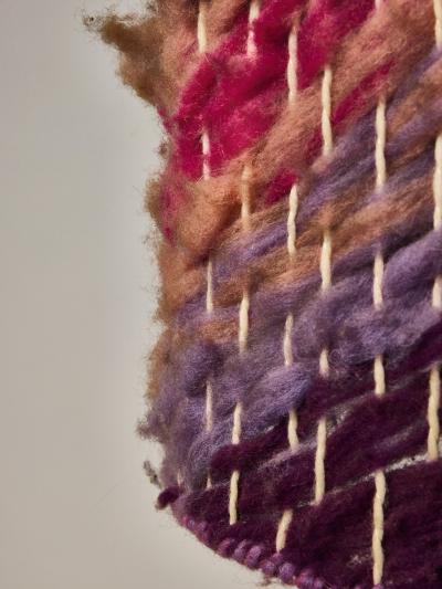 Ceramic Table Lamp with Crackle Glaze Base and Woven Wool Shade in Plum Tones