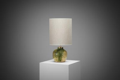 Ceramic Table Lamp with Illustrative Details Europe ca 1960s