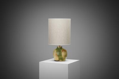 Ceramic Table Lamp with Illustrative Details Europe ca 1960s