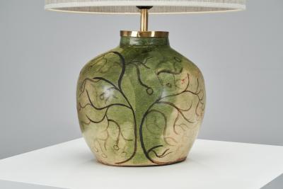 Ceramic Table Lamp with Illustrative Details Europe ca 1960s