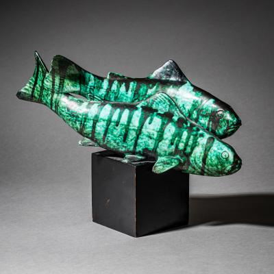 Ceramic Trout with Enameled Surface Italy Mid 20th Century