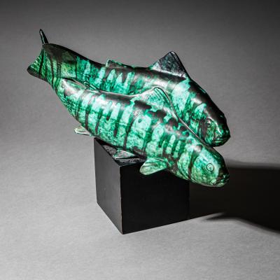 Ceramic Trout with Enameled Surface Italy Mid 20th Century