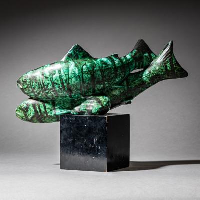 Ceramic Trout with Enameled Surface Italy Mid 20th Century