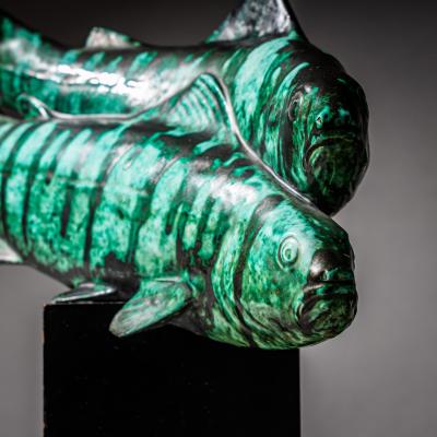 Ceramic Trout with Enameled Surface Italy Mid 20th Century