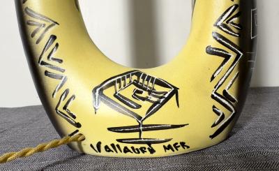 Ceramic lamp with double draped shade by F R H Ugo Vallauris circa 1955