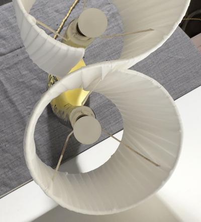Ceramic lamp with double draped shade by F R H Ugo Vallauris circa 1955