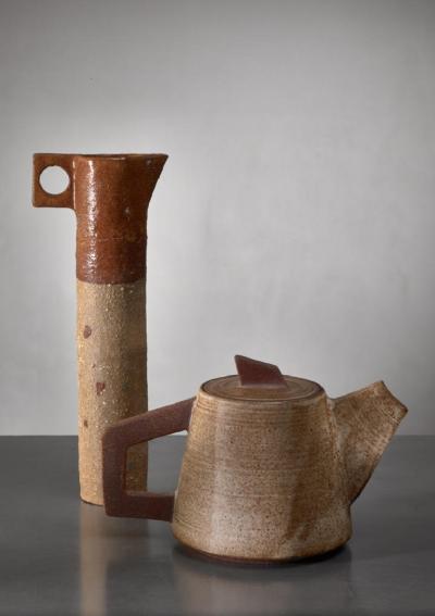 Ceramic pitcher and tea pot France 1960s