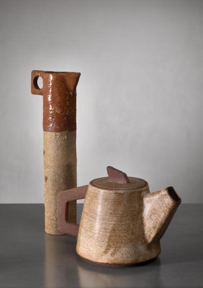 Ceramic pitcher and tea pot France 1960s