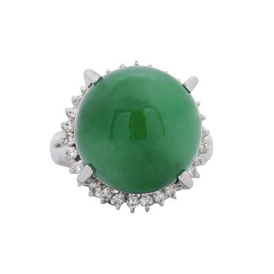 Certified 30 Carat Untreated Jadeite Jade Diamond Platinum Ring