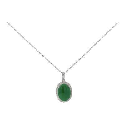 Certified 5 11 Carat Jadeite Jade and Diamond Platinum Pendant Necklace