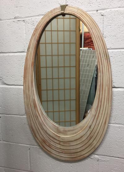 Cerused Mirror with Bronze Medallion