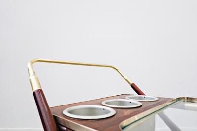Cesare Lacca 1950s Italian Trolley by Cesare Lacca in Glass and Brass