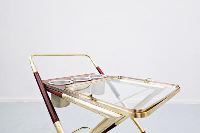 Cesare Lacca 1950s Italian Trolley by Cesare Lacca in Glass and Brass
