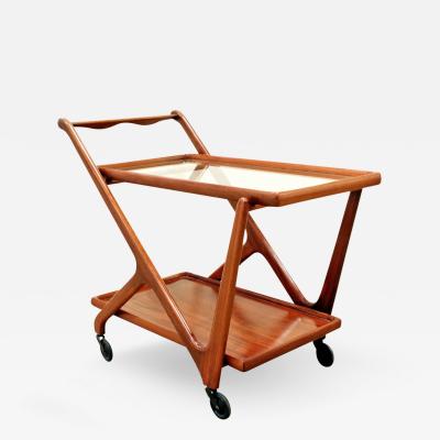 Cesare Lacca Cesare Lacca Elegant Rolling Cart with Glass Top 1970s