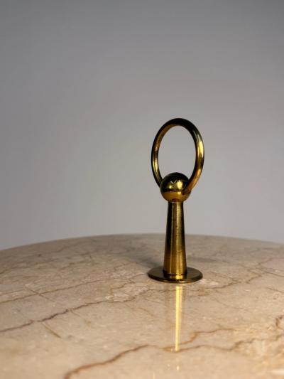 Cesare Lacca Cesare Lacca Italian 1950s Brass and Travertine Side Table