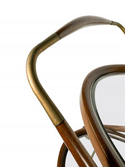 Cesare Lacca Cesare Lacca Italian Mid Century Oval Darkened Teak and Brass Serving Trolley