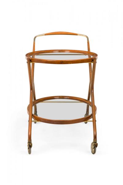 Cesare Lacca Cesare Lacca Italian Mid Century Oval Teak and Brass Serving Trolley