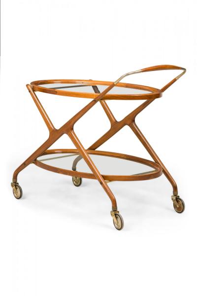 Cesare Lacca Cesare Lacca Italian Mid Century Oval Teak and Brass Serving Trolley