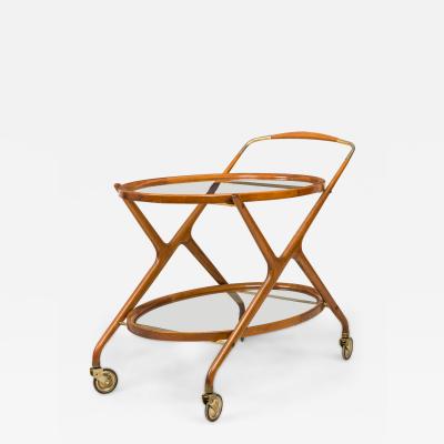 Cesare Lacca Cesare Lacca ItalianOval Teak and Brass Serving Trolley
