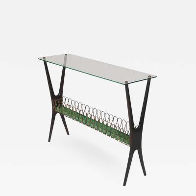 Cesare Lacca Cesare Lacca Midcentury Italian Modern Glass and Walnut Console Table
