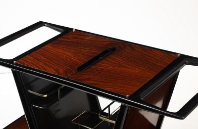 Cesare Lacca Cesare Lacca Modernist Ebonized Wood And Rosewood Bar Cart