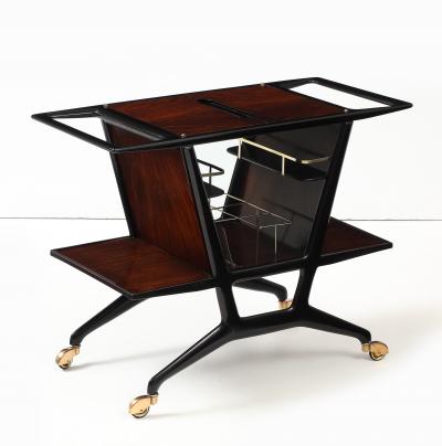 Cesare Lacca Cesare Lacca Modernist Ebonized Wood And Rosewood Bar Cart