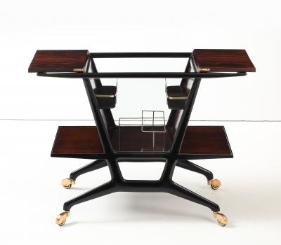 Cesare Lacca Cesare Lacca Modernist Ebonized Wood And Rosewood Bar Cart