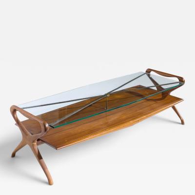 Cesare Lacca Cesare Lacca Style Mid Century Italian Walnut and Brass Coffee Table