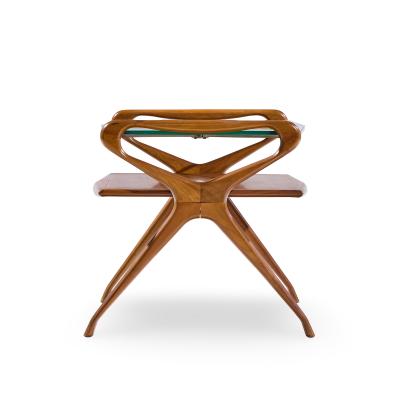 Cesare Lacca Cesare Lacca Style Mid Century Italian Walnut and Brass Side Tables Pair