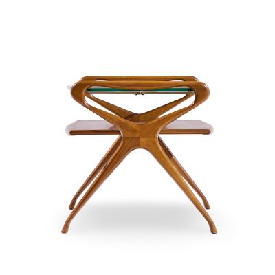 Cesare Lacca Cesare Lacca Style Mid Century Italian Walnut and Brass Side Tables Pair