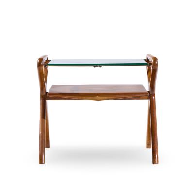 Cesare Lacca Cesare Lacca Style Mid Century Italian Walnut and Brass Side Tables Pair