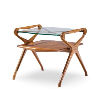 Cesare Lacca Cesare Lacca Style Mid Century Italian Walnut and Brass Side Tables Pair