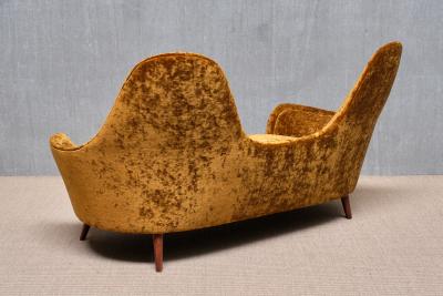 Cesare Lacca Exceptional Curved Cesare Lacca Sofa in Fadini Borghi Velvet Italy 1950s