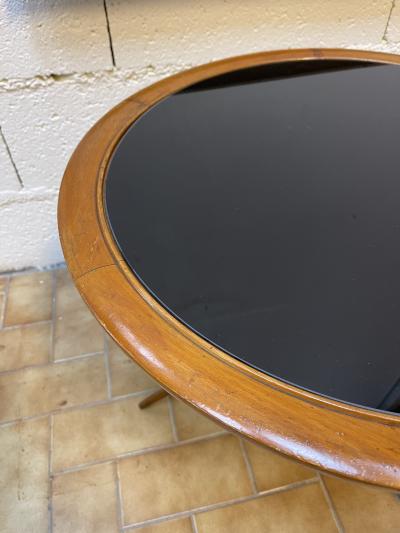 Cesare Lacca Italian Mid Century Wood and Opaline Glass Coffee Table Italy 1950s