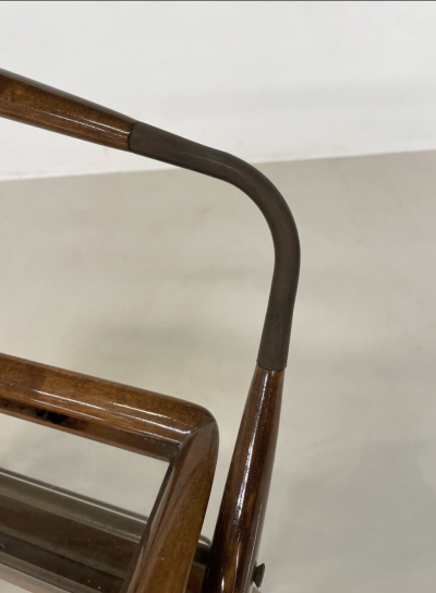 Cesare Lacca Mid Century Modern Walnut and Brass Trolley by Cesare Lacca for Cassina 1950s