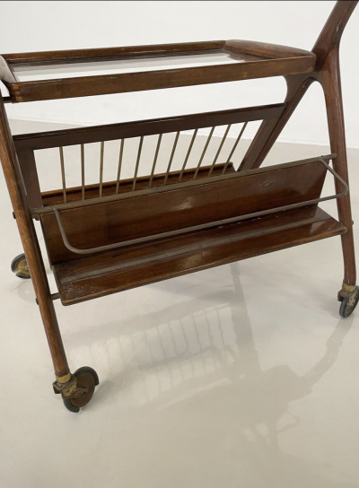 Cesare Lacca Mid Century Modern Walnut and Brass Trolley by Cesare Lacca for Cassina 1950s