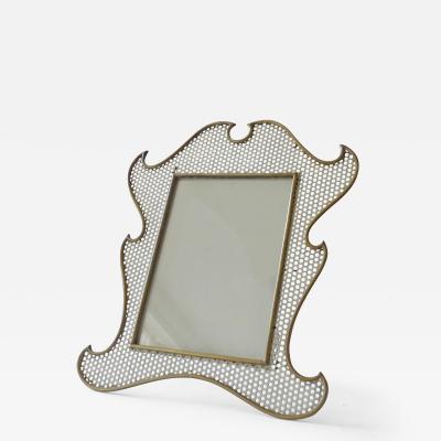 Cesare Lacca Splendid Italian Perforated Metal and Brass Photo Frame 1940s