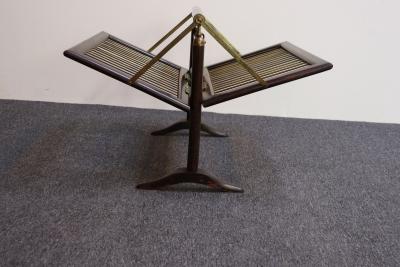 Cesare Lacca Vintage Italian Mahogany and Brass Collapsible Magazine Rack by Cesare Lacca