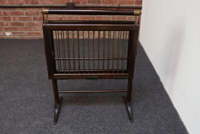 Cesare Lacca Vintage Italian Mahogany and Brass Collapsible Magazine Rack by Cesare Lacca